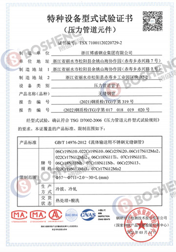 特种设备型式试验证书